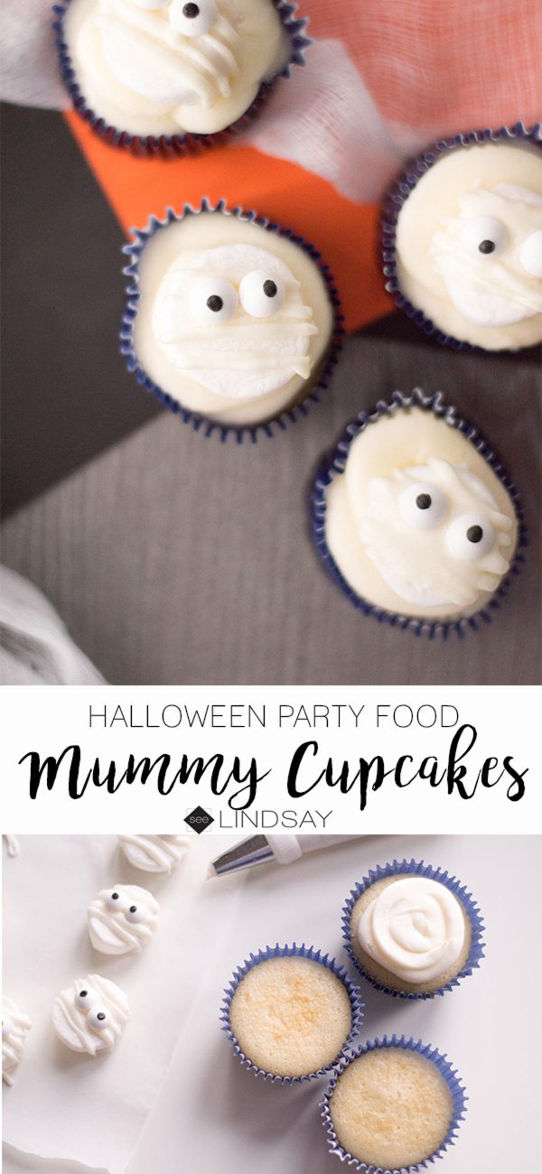 Create the perfect Halloween party food with these DIY Mummy Cupcakes