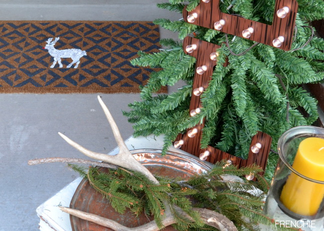 Create this easy doormat using Royal Design  Studio and a $9 doormat from Ikea on seelindsay.com