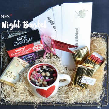 Create a memorable Valentines Day with your spouse and create this fun Date Night gift basket to last the whole year only on seelindsay.com #YoursandMine #Ad
