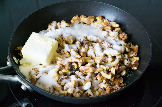 Five minutes to a delicious and easy recipe for candied walnuts.