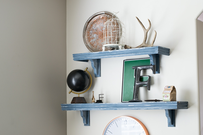 Ever wanted to diy farmhouse shelves? Use this milk paint trick to learn how to get the look.