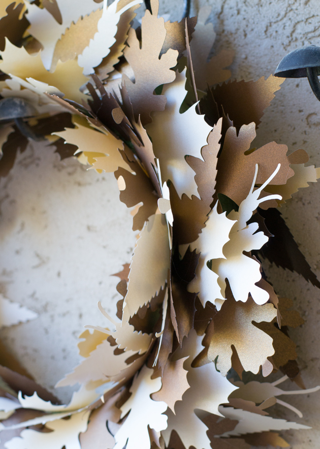 Create a DIY Fall leaf wreath using paper and you Cricut