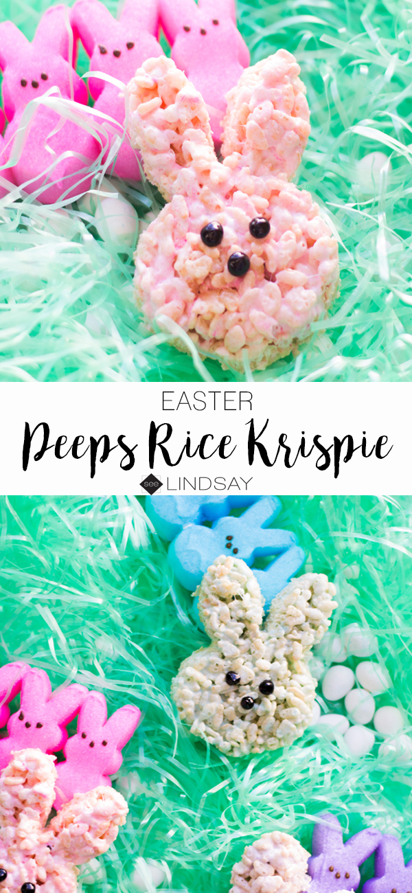 Create your own Peeps Rice Krispie Treats in the shape of actual Peeps! This Peeps Easter Recipe is sure to be a crowd pleaser and perfect for any Easter Dessert. #easterrecipe #peepsrecipe #peepsricekrispietreats #peepsdessert #easterdessert #ricekrispietreats