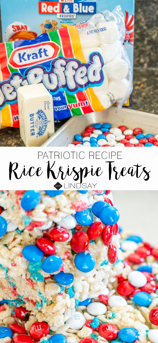 red white and blue Rice Krispie treats