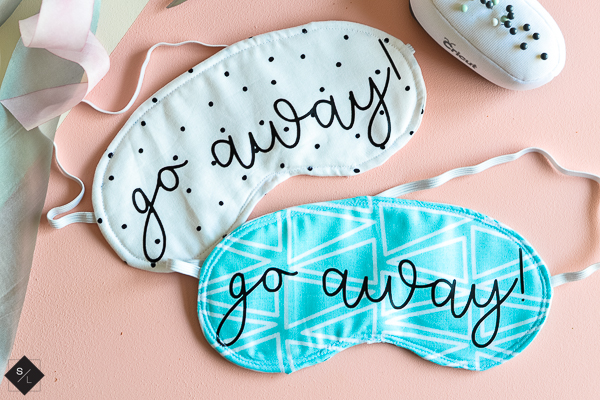DIY Sleep Mask all cut on your Cricut Maker. Sewn together in 5 minutes. Make such a fun gift for girlfriends.