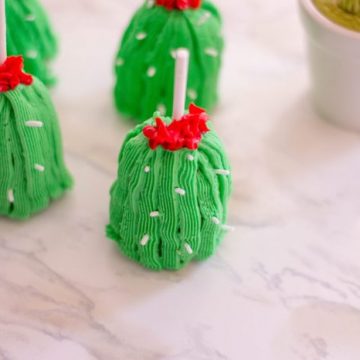 Make delicious cactus cake pops. This cactus party food is sure to make an appearance at your next themed party. #cactus #cactusparty #cactusfood