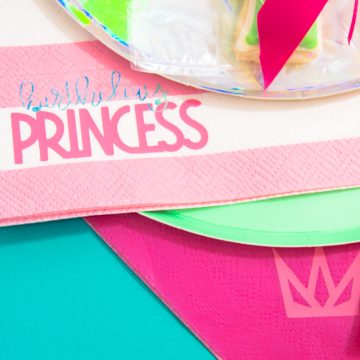Create your own custom printed napkins at home and at a fraction of the cost. Personalize party napkins to fit any theme. #cricutmade #CricutEasyPress2 #ad #Cricut