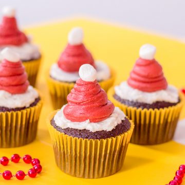 cupcakes with red buttercream Santa hat