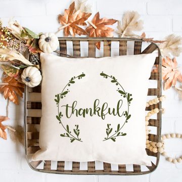 thanksgiving svg file on a pillow