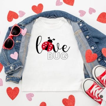 toddler valentine shirt that says love bug