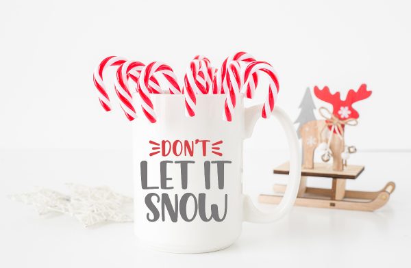 white coffee mug with snow svg